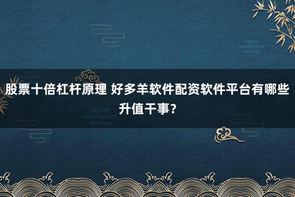 股票十倍杠杆原理 好多羊软件配资软件平台有哪些升值干事？
