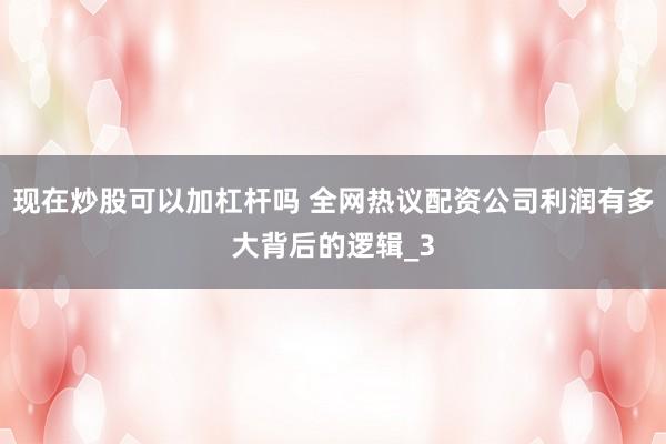 现在炒股可以加杠杆吗 全网热议配资公司利润有多大背后的逻辑_3