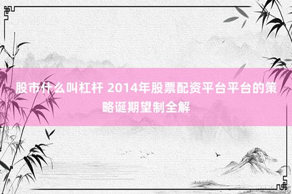股市什么叫杠杆 2014年股票配资平台平台的策略诞期望制全解