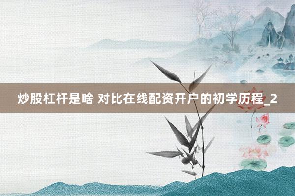 炒股杠杆是啥 对比在线配资开户的初学历程_2