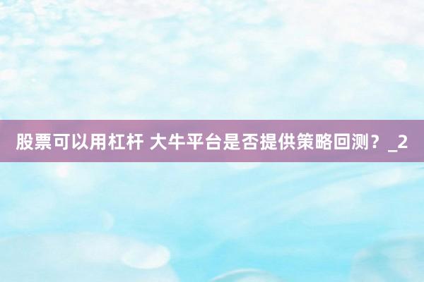 股票可以用杠杆 大牛平台是否提供策略回测？_2